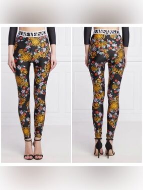 Versace Jeans Couture Women’s Leggings Black Floral US Size 4
